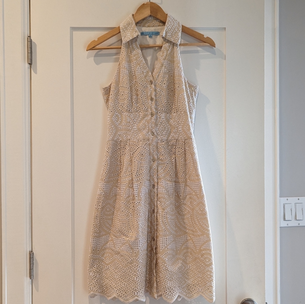 Antonio Melani Eyelet Lace Button Down Dress Size 0